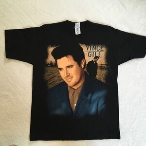 Vintage Vince Gill Concert Tour T‎ Shirt Black Large Country Music Graphic